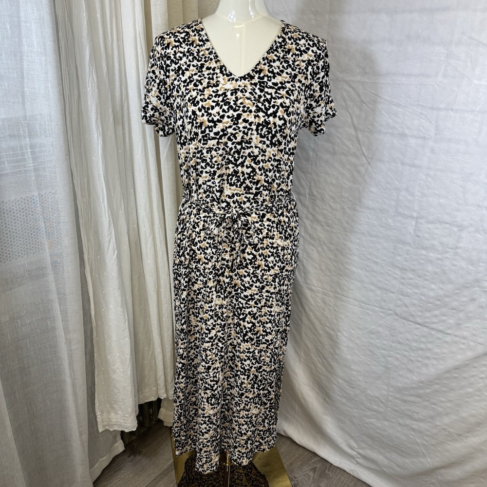 Ichi Women's Medium Ihmarrakech‎ Midi Belted Dress Animal Print Boho
